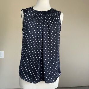 Jones New York Navy and White Polka Dot Sleeveless Camisole
